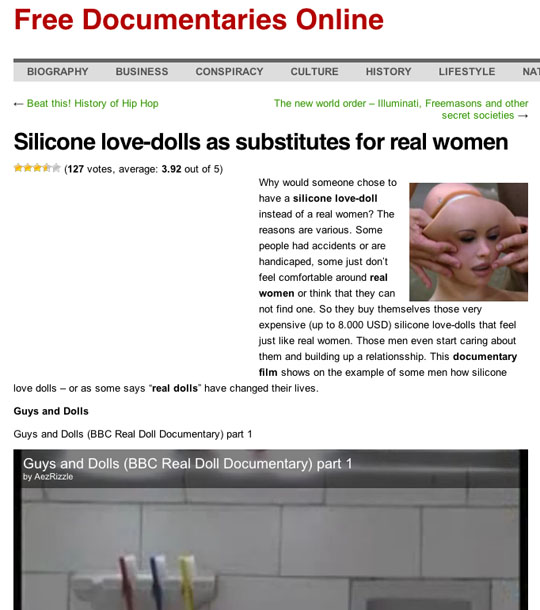 Free documentaries online love dolls